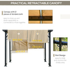 12' x 10' Outdoor Retractable Pergola Canopy with Sun Shade Unique Design Canopy Patio Metal Shelter for Garden Porch Beach, Beige