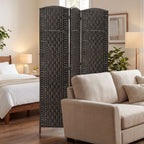 Room Divider, 3 Panel Folding Privacy Screen, 70.9" Tall Portable Weave Partition Wall Divider for Bedroom, Coffee