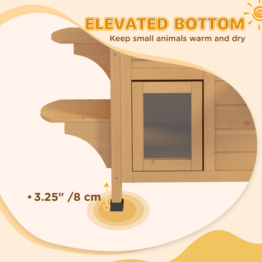 2-story Cat House Outdoor, Weatherproof Wooden Cat Enclosure for Feral Cats with Escape Door, Openable Roof, Jumping Platforms, Natural