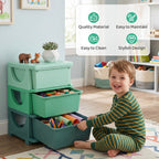 3 Tier Kids Storage Unit, Toy Organizers and Storage with 3 Drawer for Bedroom Nursery Living Room for Boys Girls Green