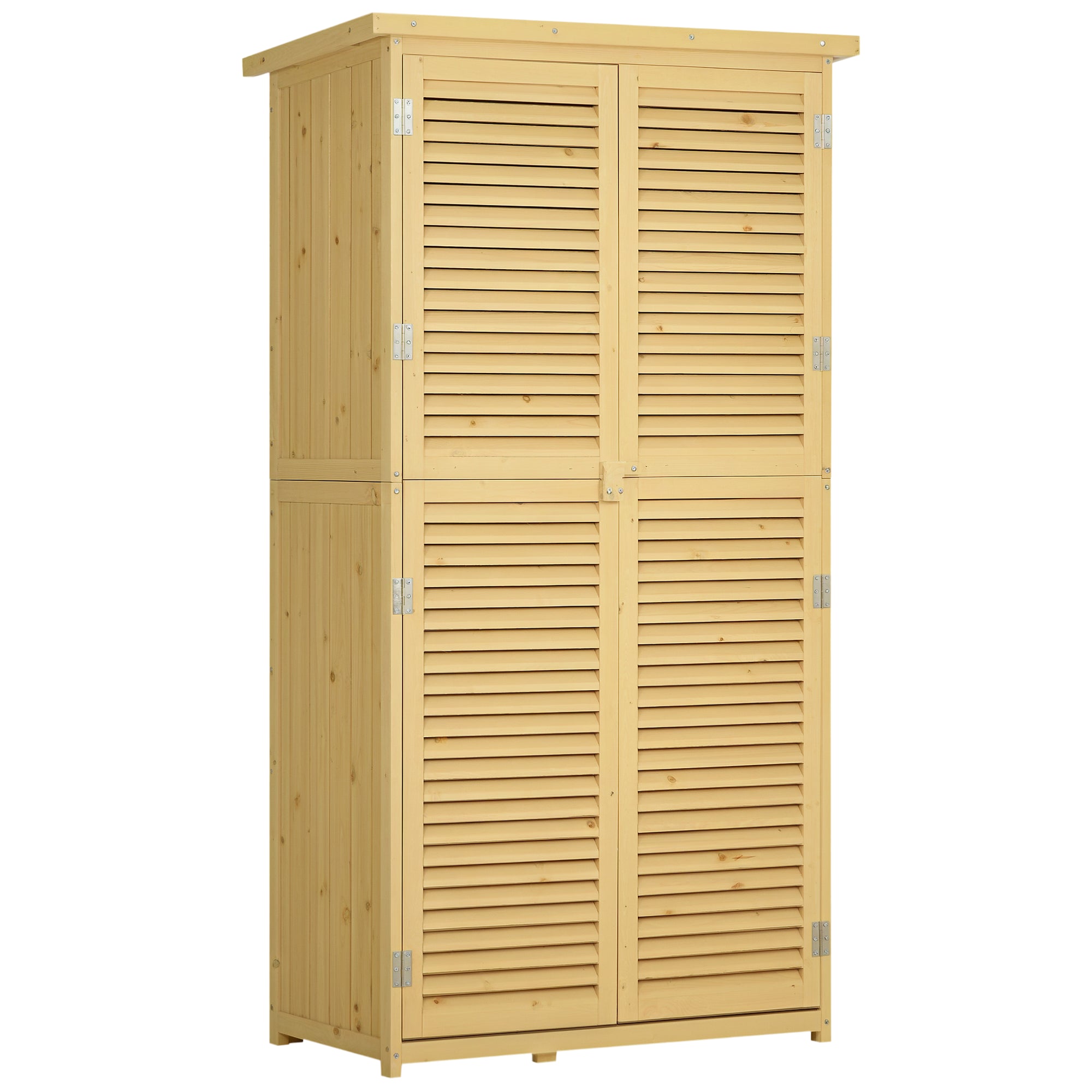 5' x 3' Wooden Garden Storage Shed, Sheds & Outdoor Storage with Asphalt Roof & 2 Large Wood Doors with Lock, Natural