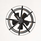 Industrial Bladeless Ceiling Fan with Lights, 18" Caged Design, Reversible Motor, Remote Control, Downrod Mount, E12 Standard Base, Matte Black