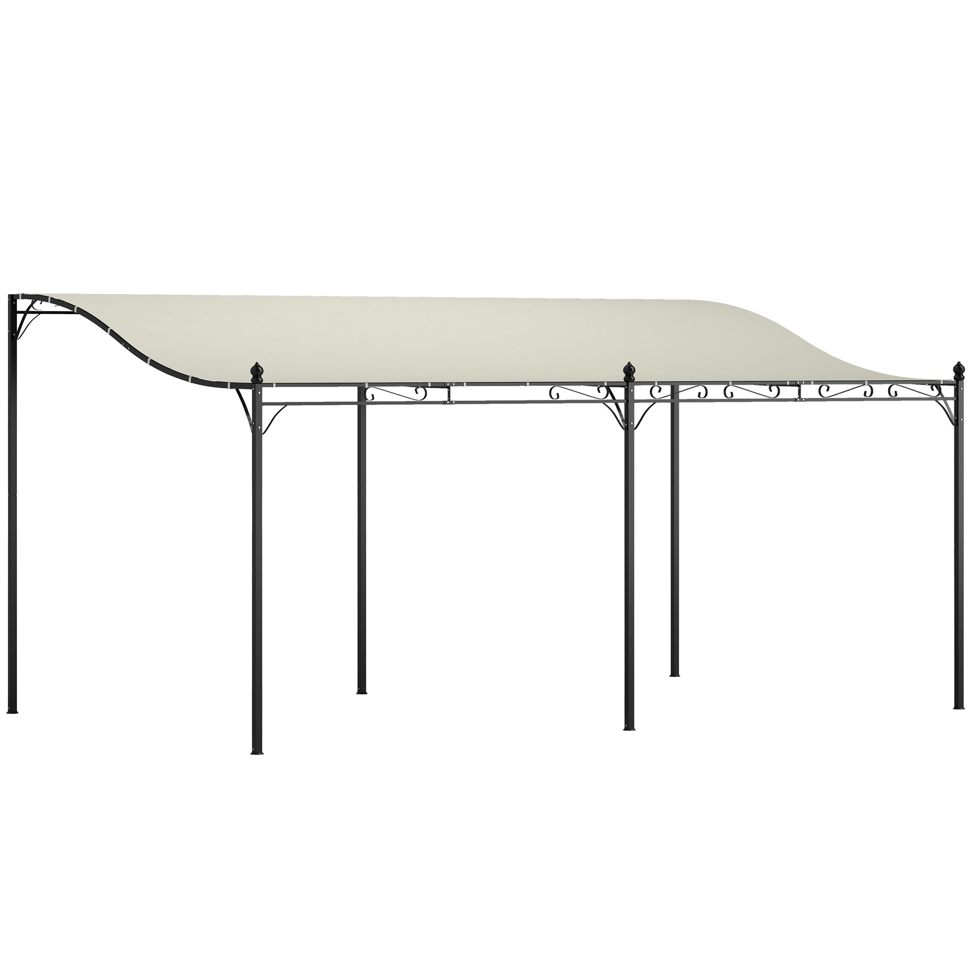 10' x 16' Wall-Mounted Outdoor Pergola Canopy, Metal Patio Canopy with Drainage Holes for Backyard Garden, Cream White