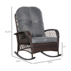 Rattan Porch Rocker w/ Plush Cushion, Gray