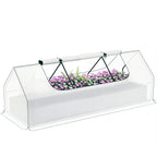 8.6 x 3 x 1ft Metal Planter Box with Mini Greenhouse, Galvanized Raised Garden Bed with Cover for Herbs and Vegetables, Small Greenhouse for Patio Garden Balcony, White and Silver