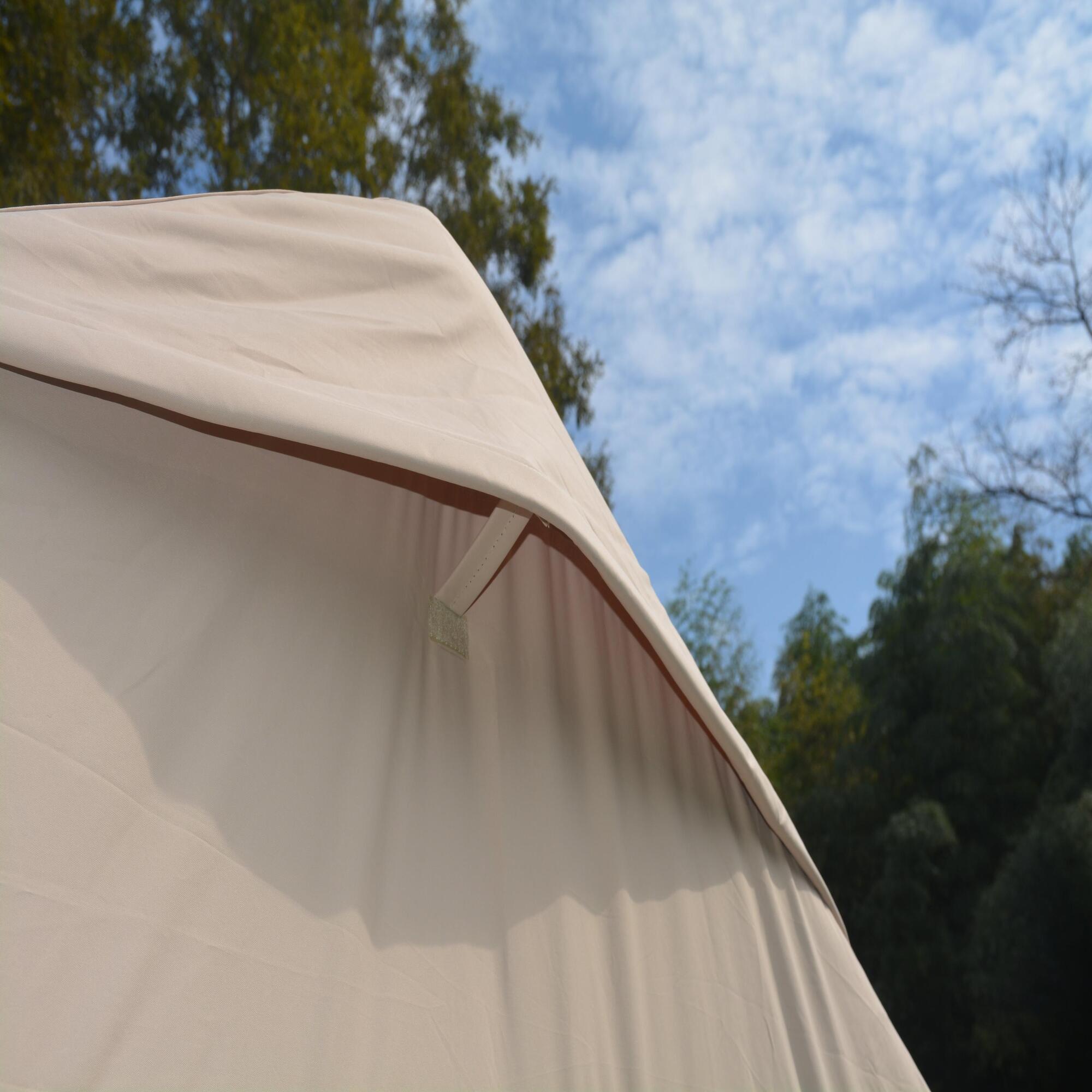 Inflatable Camping Tent with Hand Pump & Inflatable Beam Frame, Waterproof Cabin Tent for 4-8 People, 157.5″ L x 118″ W x 78.5″ H, Beige