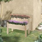 Raised Garden Bed, 2-Tier Wood Planter Stand Plant Grow Box, 34"x34"x28"