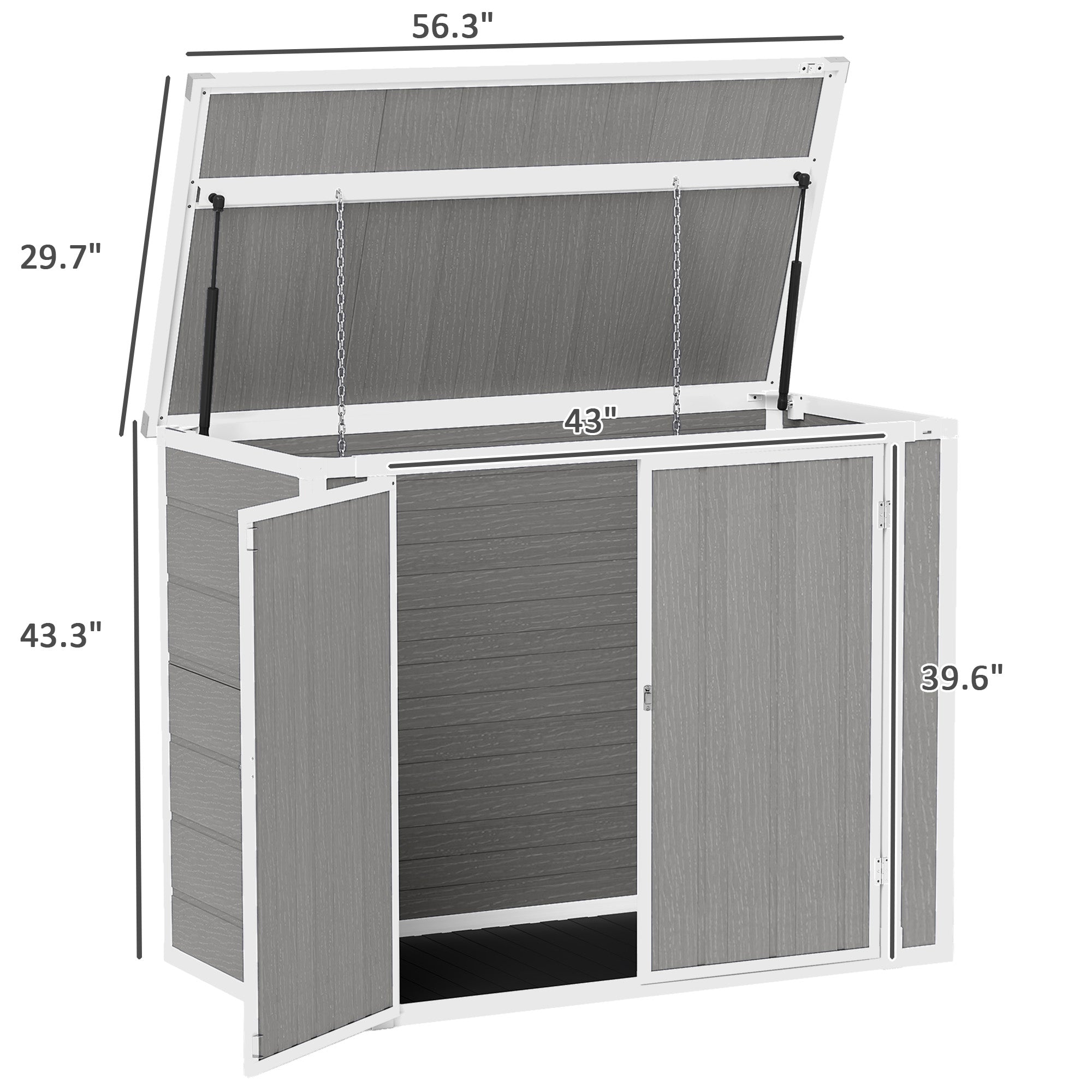 4.7 x 2.5FT Outdoor Horizontal Storage Shed, Lockable Trash Can Storage with Chain Lid, Gray