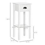 2-Tier Nightstand, Side Table with Drawer and Shelf for Living Room or Bedroom, Set of 2, White