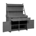 Fir Wood Potting Bench with Drawer & Cabinet for Garden, Outdoor Garden Workstation with Three-Tier Shelf, 47'' L x 23'' W x 65'' H, Gray
