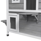 2-story Cat House Outdoor, Weatherproof Wooden Cat Enclosure for Feral Cats with Escape Door, Openable Roof, Jumping Platforms, Gray