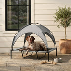 Elevated Dog Bed with Canopy, Raised Outdoor Pet Bed for Camping with Washable Breathable Mesh, 42" x 30" x 37"
