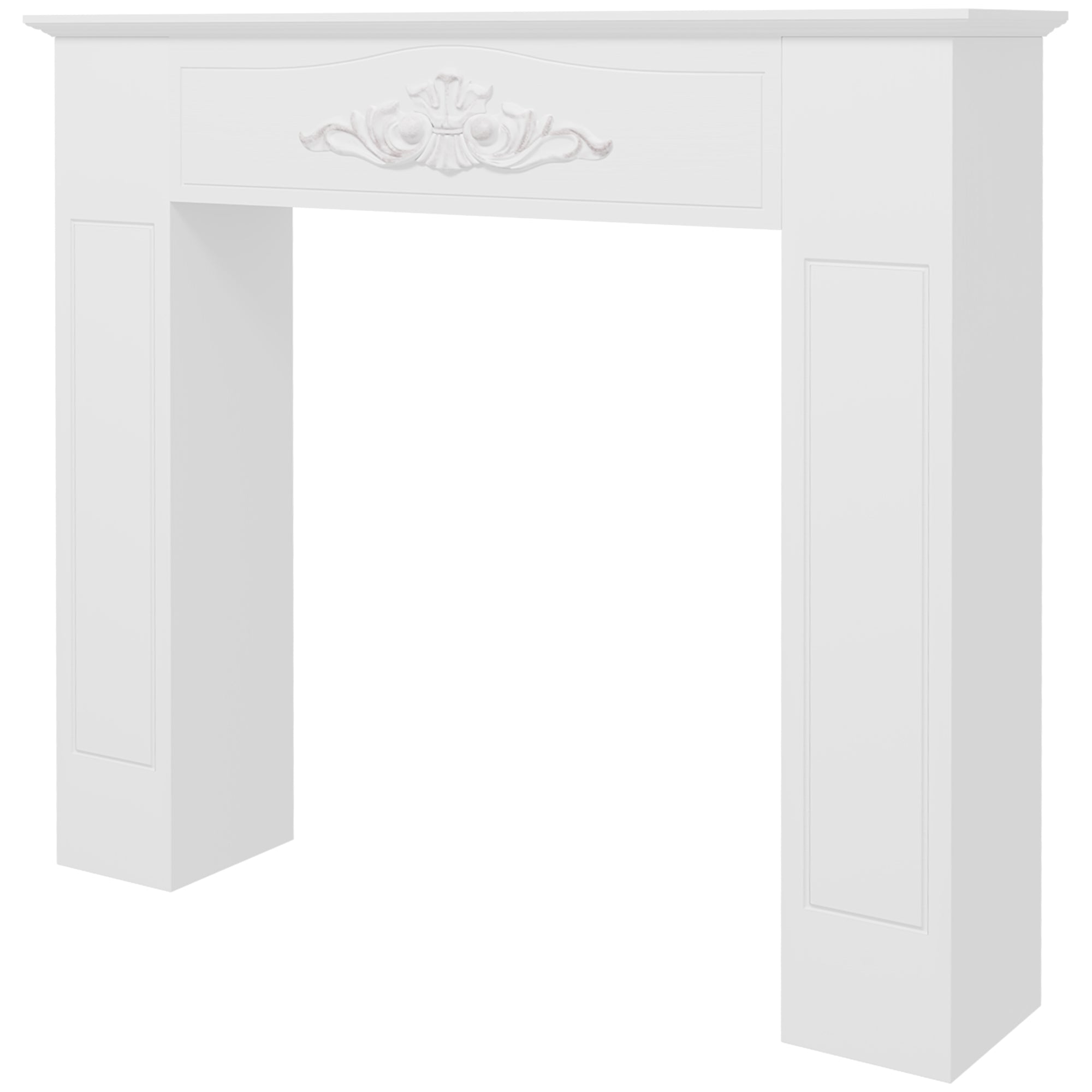 Freestanding Fireplace Surround, Modern Fireplace Mantel with Leg for Electric Fireplaces, 44.7" W x 40" H, White