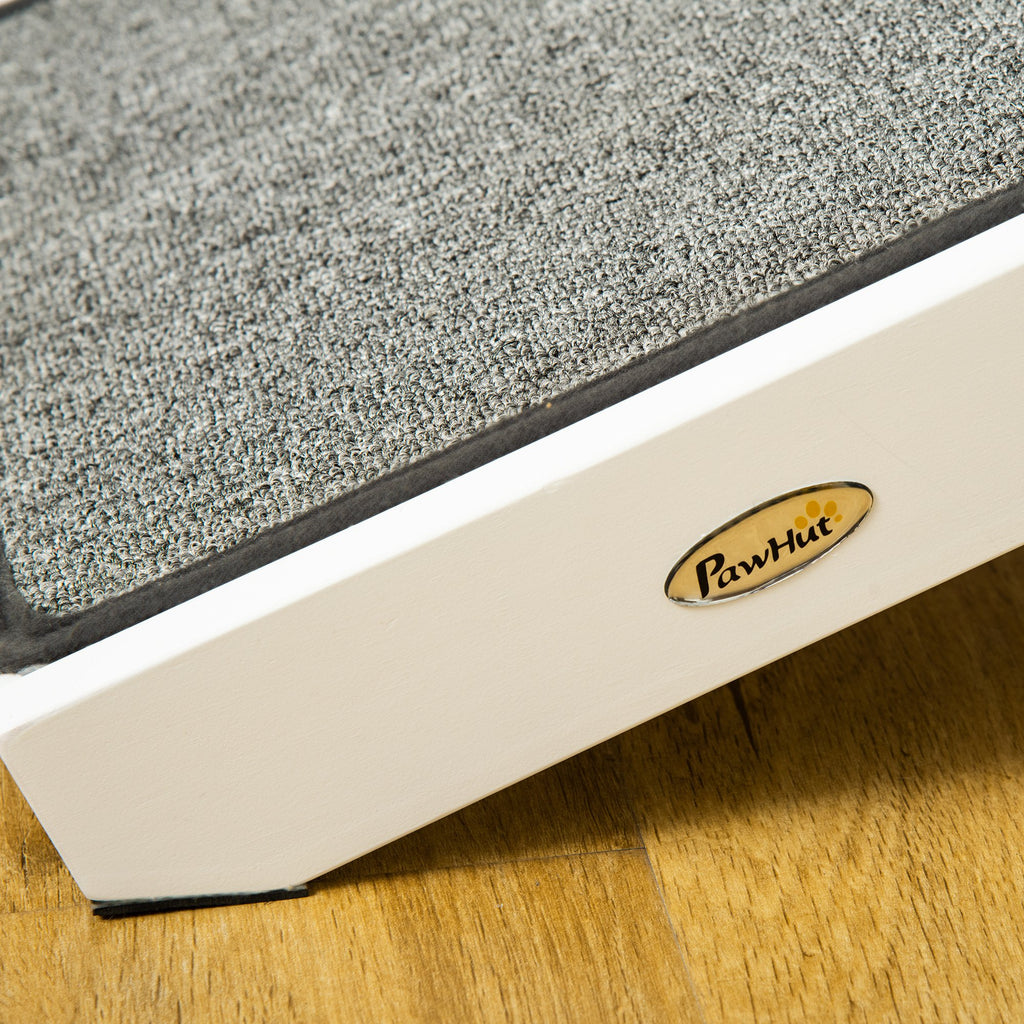 Dog Ramp Foldable with Non-slip Carpet Top Platform, Gray, White