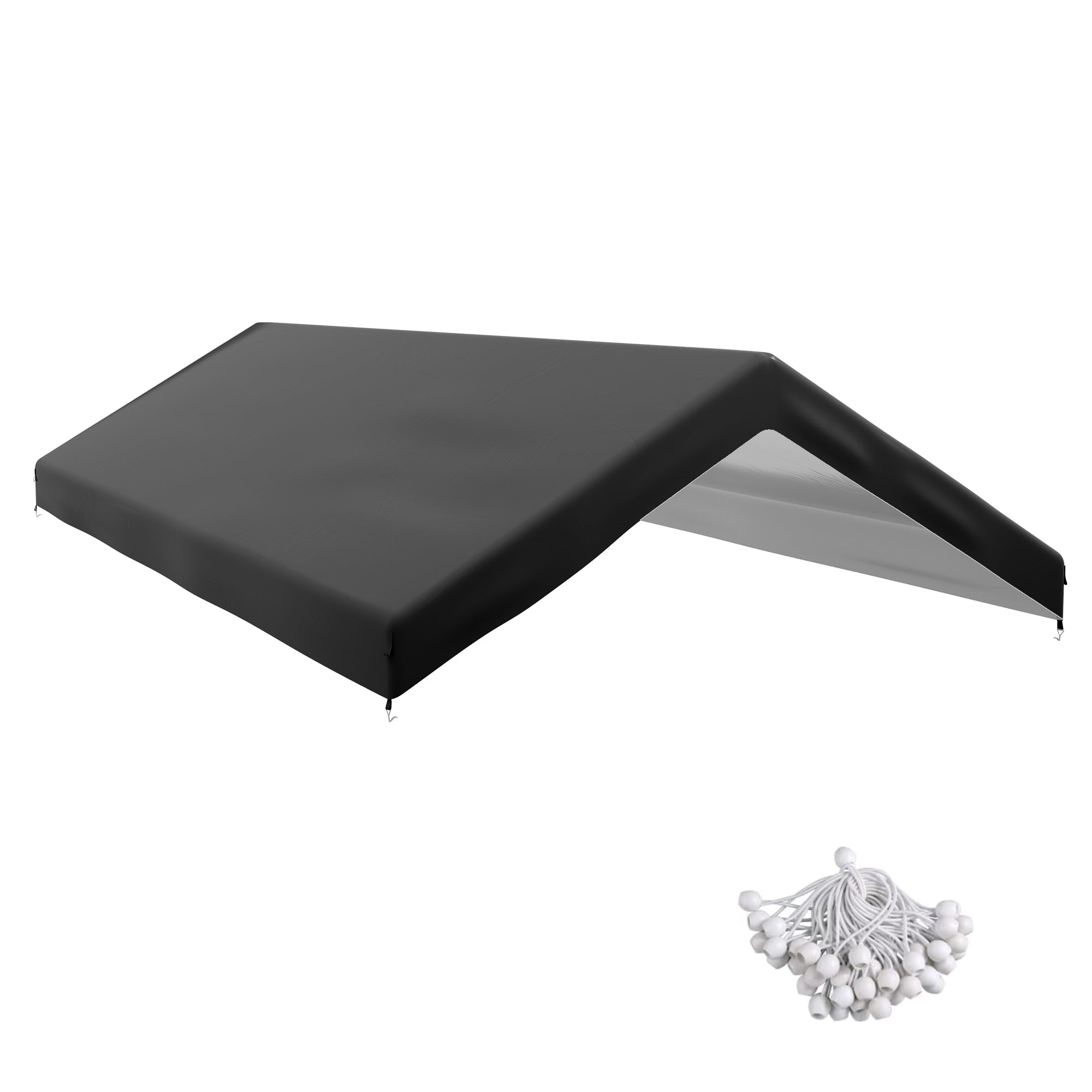 20' x 10' Carport Replacement Canopy for Model 84C-207WT or 84C-386V00WT with Ball Bungee Cords, Gray (Only Cover)