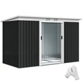 9' x 4' Metal Outdoor Storage Shed, Tool House with Double Lockable Doors for Backyard, Patio, Lawn, Garage, Dark Gray