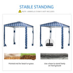 Quick Beach Cabana Canopy Umbrella, 6.5' Easy-Assembly Sun-Shade Shelter with Sandbags and Carry Bag, Cool UV50+ Fits Kids & Family, Blue Coconut Palm