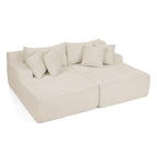 2-Seater Compressed Foam Lounge Sofa with Velvet Fabric and No Wood Frame, Loveseat Ideal for Bedroom, 83" L x 63" W x 25" H, Beige