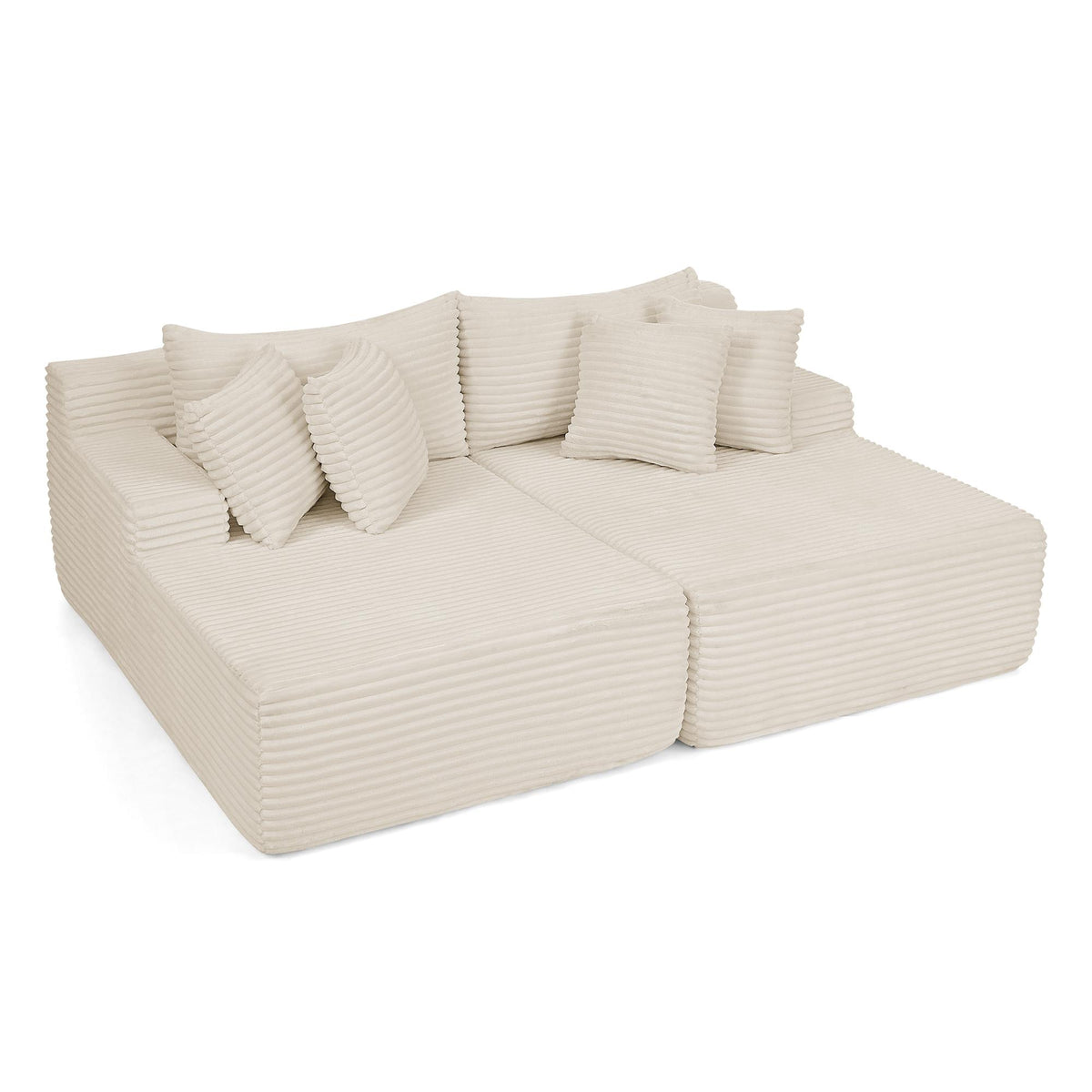 2-Seater Compressed Foam Lounge Sofa with Velvet Fabric and No Wood Frame, Loveseat Ideal for Bedroom, 83" L x 63" W x 25" H, Beige