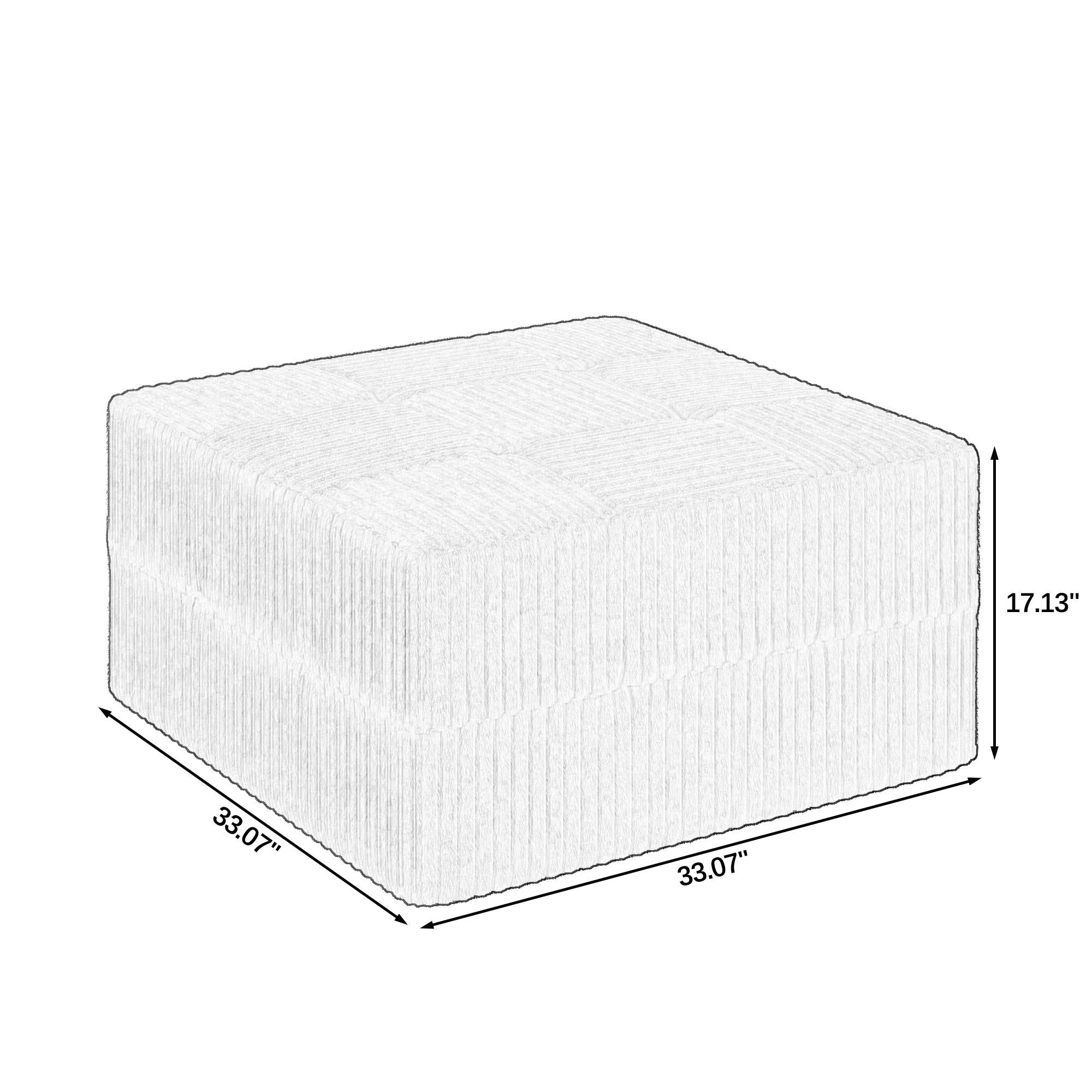 Compressed Sectional Ottoman Sofa with Space-Saving Reversible Design, Sleeper Sofa with Breathable Fabric, 33" L x 33" W x 17" H, Grey