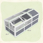 Wooden Tortoise Habitat Outdoor w/ Bottomless Design, Doors, PC Sun Panel Windows, for Small Animals, Rabbit, Light Gray