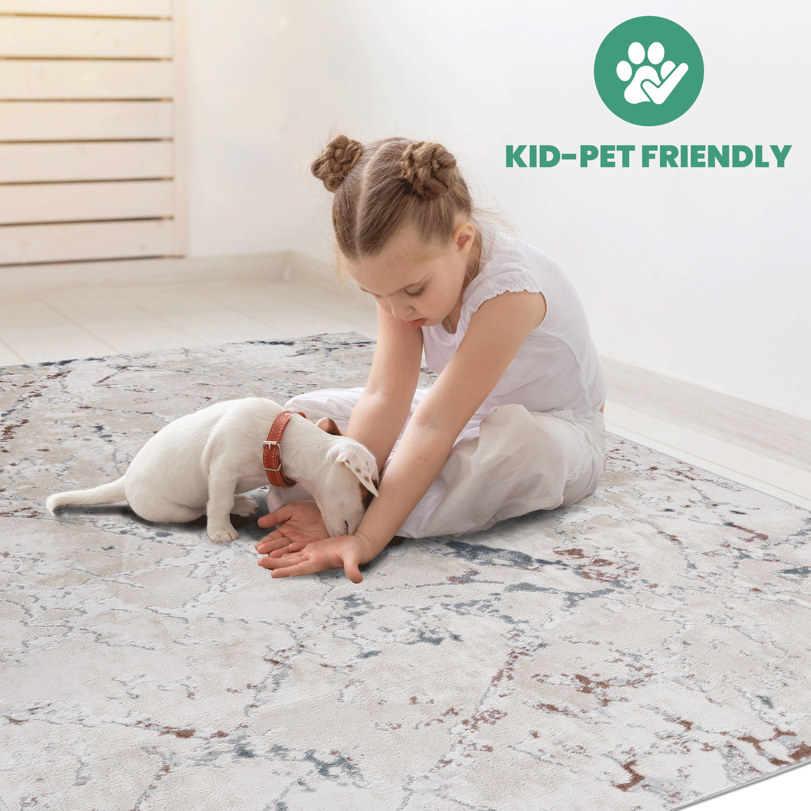 Naar 2x8 Stain-Resistant Area Rug with Non-Shedding Design and Cotton Backing, Kid and Pet-Friendly Carpet, 96" L x 26" W x 0.35" H, Multicolor