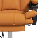 PU Leather Executive Massage Office Chair with 4 Vibration, Reclining w/ Adjustable Height, Swivel Wheels, Light Brown