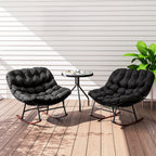 Outdoor Rocking Chair Patio Set of 2, Oversized Rocking Papasan Chairs with Cushions for Garden Porch, 265 lbs., Black