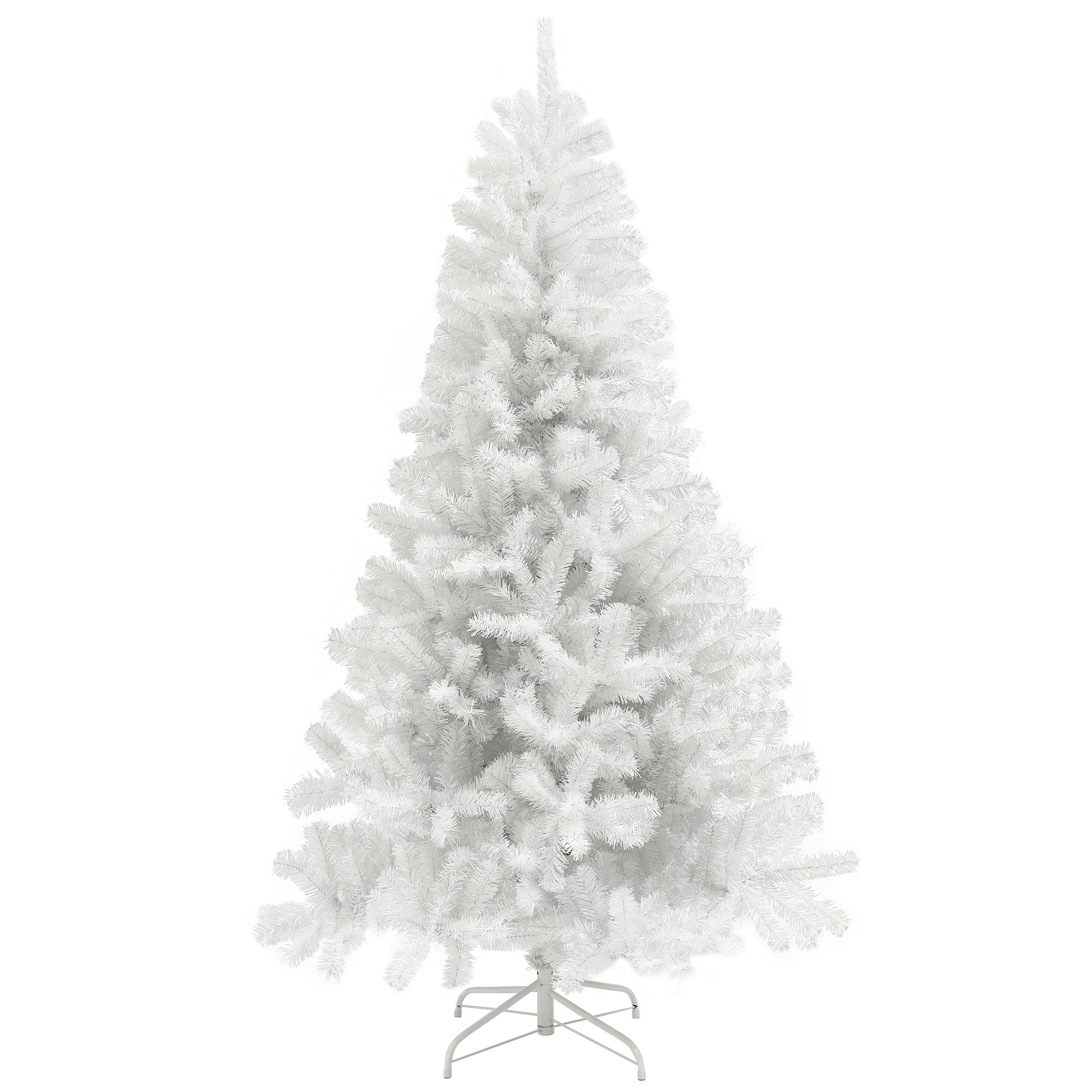 7.5ft Unlit Artificial White Christmas Tree, Holiday Decor with 1346 Branch Tips, Auto Open and Steel Base