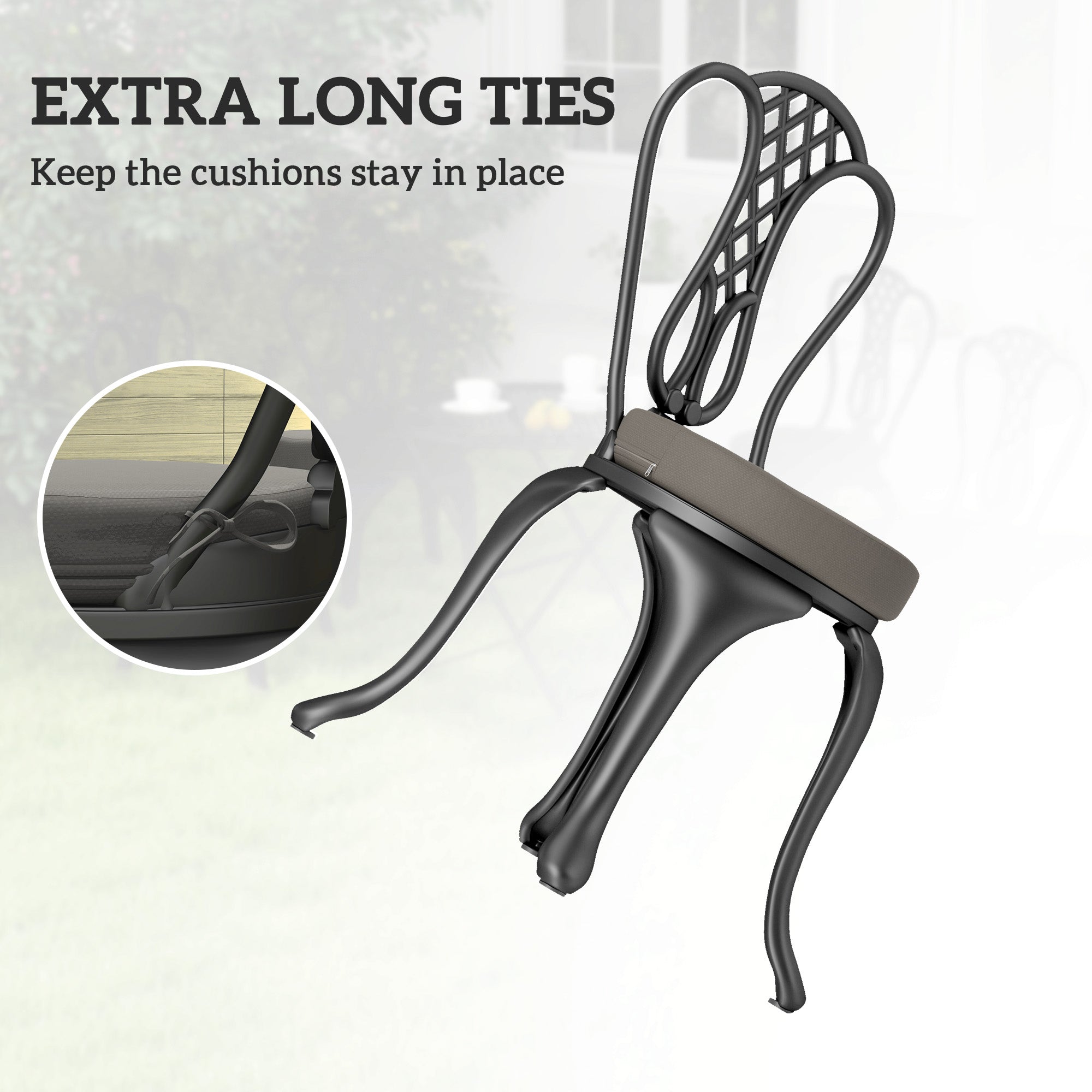 Patio Chair Cushions Set of 4 Round Seat Cushions for Dining Bistro Chairs Machine Washable, 15" x 15" x 3", Dark Gray