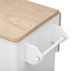 Fluted Kitchen Island with Drop Leaf, Internal Storage Rack, Rolling Kitchen Cart with Towel Rack, Adjustable Shelves, Smooth Curved Edge, White