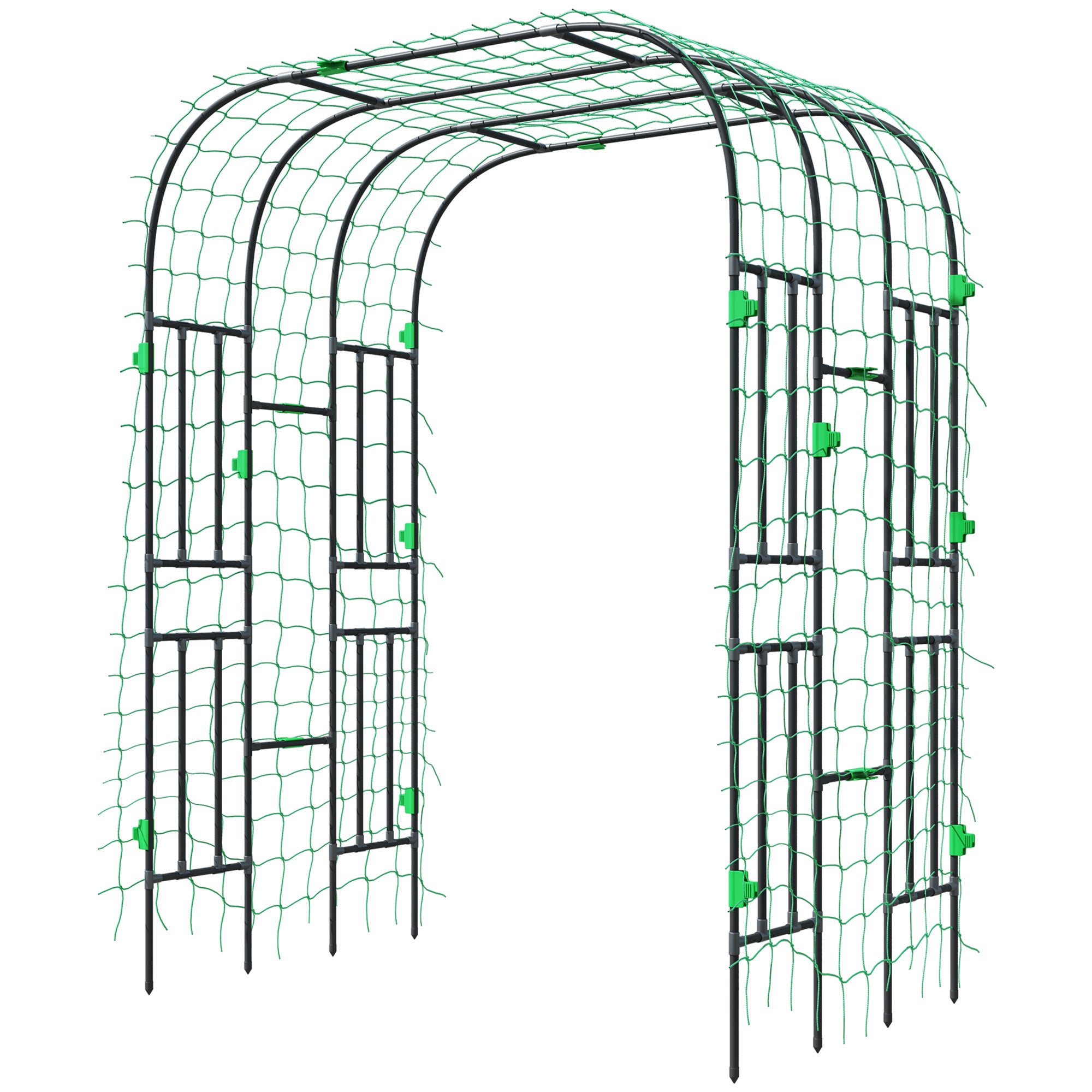 Garden Arch Trellis, 8 FT Tall Metal Plant Trellis Support with Climbing Net, Cucumber Trellis for Climbing Plants