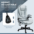 6 Point Vibrating Massage Office Chair with Heat, Microfiber Massage Desk Chair with Reclining Backrest, Light Gray
