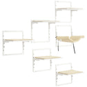 Cat Shelves for Indoor Cats, 6Pc Modern Cat Wall Furniture with Adjustable Height Jumping Platforms & Hammock, Cream White