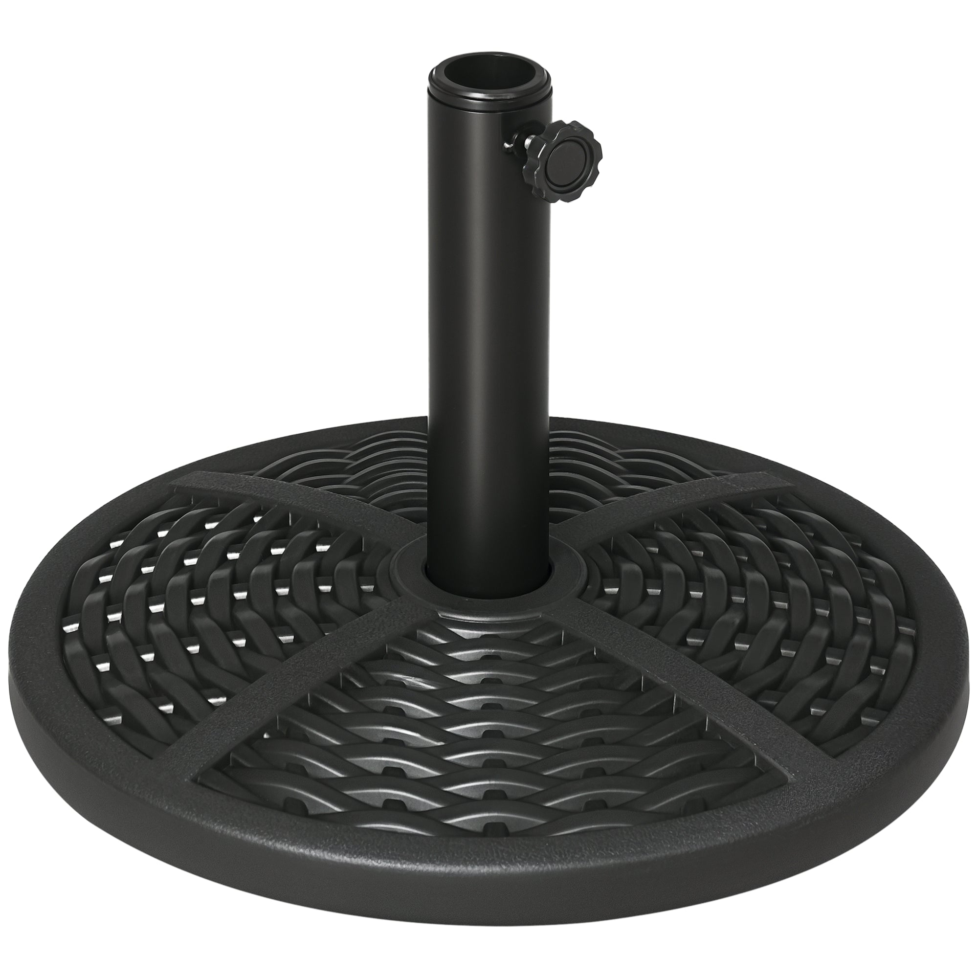 30 lbs. Market Umbrella Base Holder 18" Heavy Duty Round Parasol Stand with Rattan Design for Patio, Black