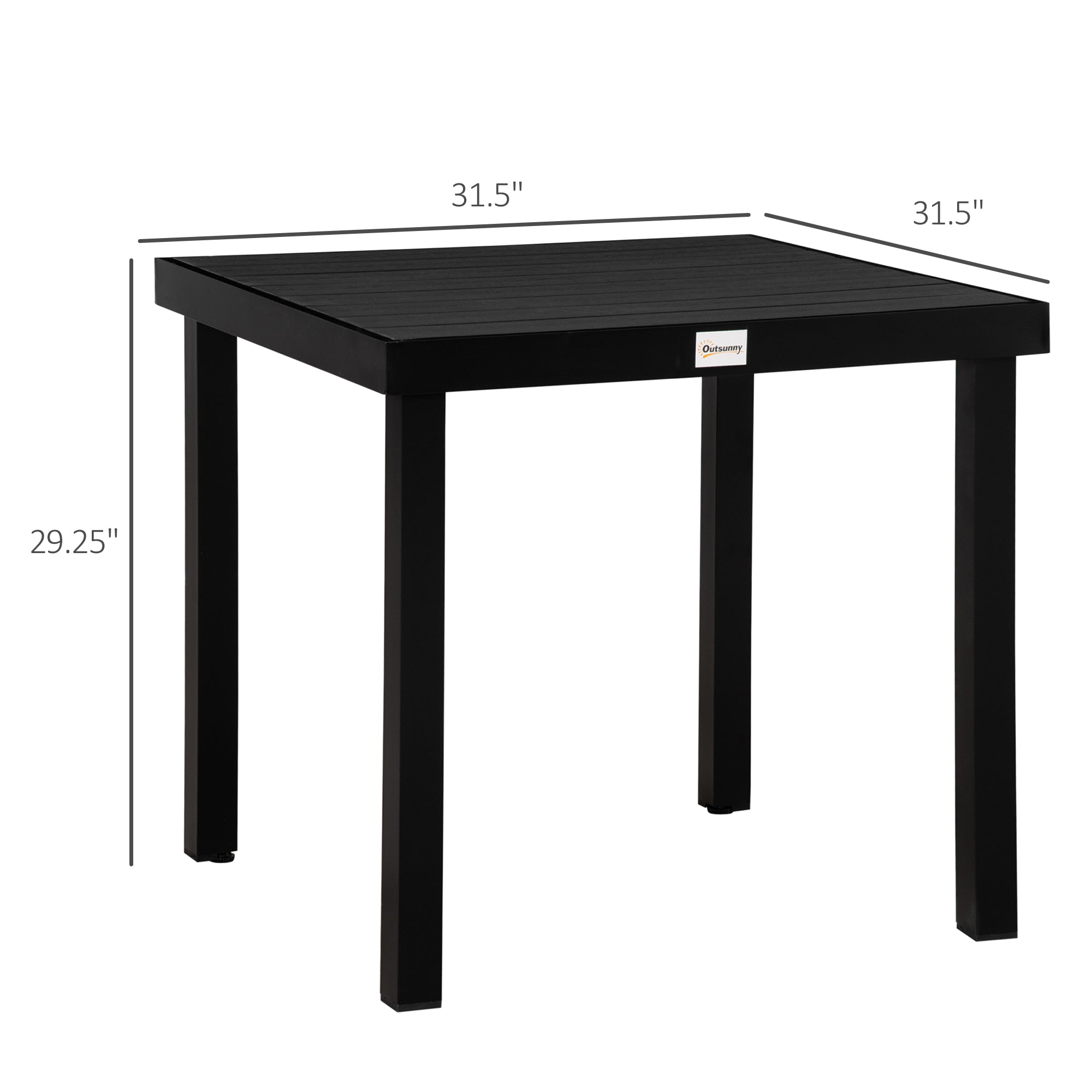 Patio Dining Table for 4, Rectangular Aluminum Outdoor Table for Garden Lawn Backyard, Black