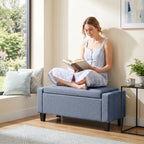 Storage Ottoman, Storage Bench with Wooden Legs, Tufted Armrests for Entryway, Living Room, Bedroom, 36.6", Dark Gray