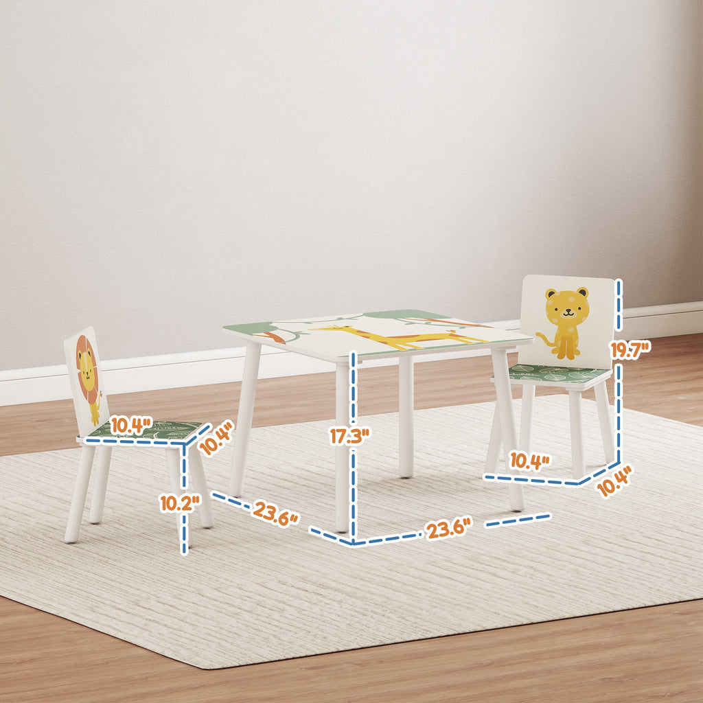 3-Piece Kids Toddler Table and Chair Set Furniture for Boys and Girls Aged 3-8, Bedroom, Nursery, Playroom, Green