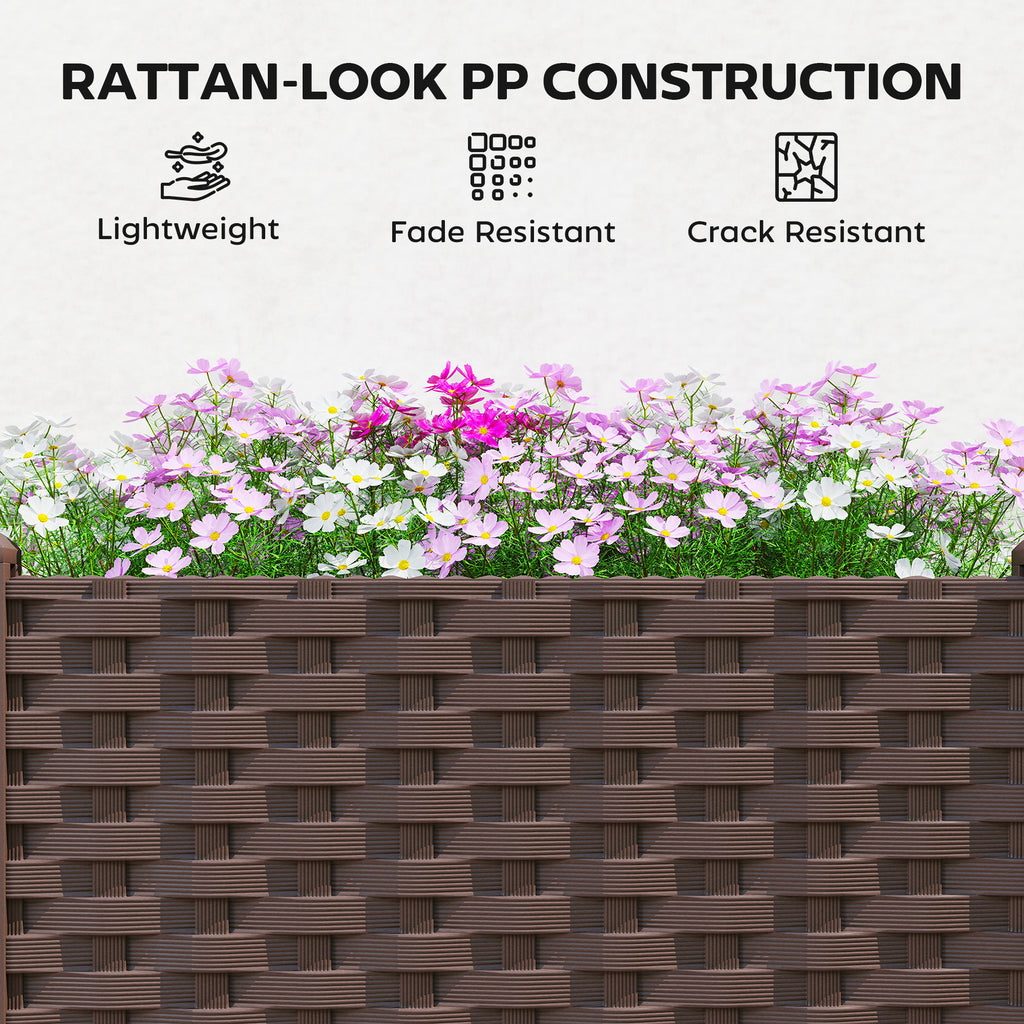 Plastic Raised Garden Bed with Legs, Self Watering Elevated Planter Boxes with Drainage Holes and Plugs, Easy Assembly