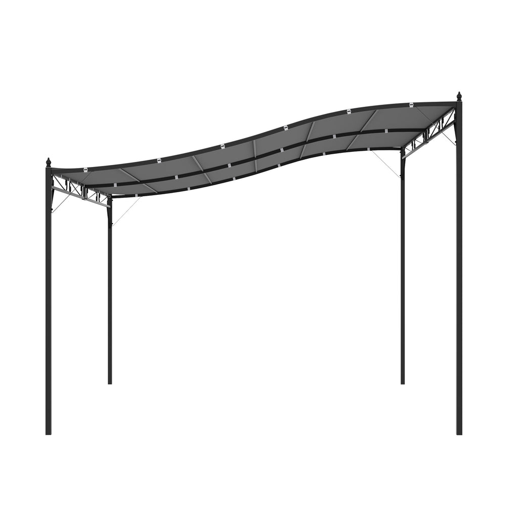 10' x 13' Outdoor Pergola Gazebo, Steel Patio Canopy with Weather-Resistant Fabric and Drainage Holes, Gray