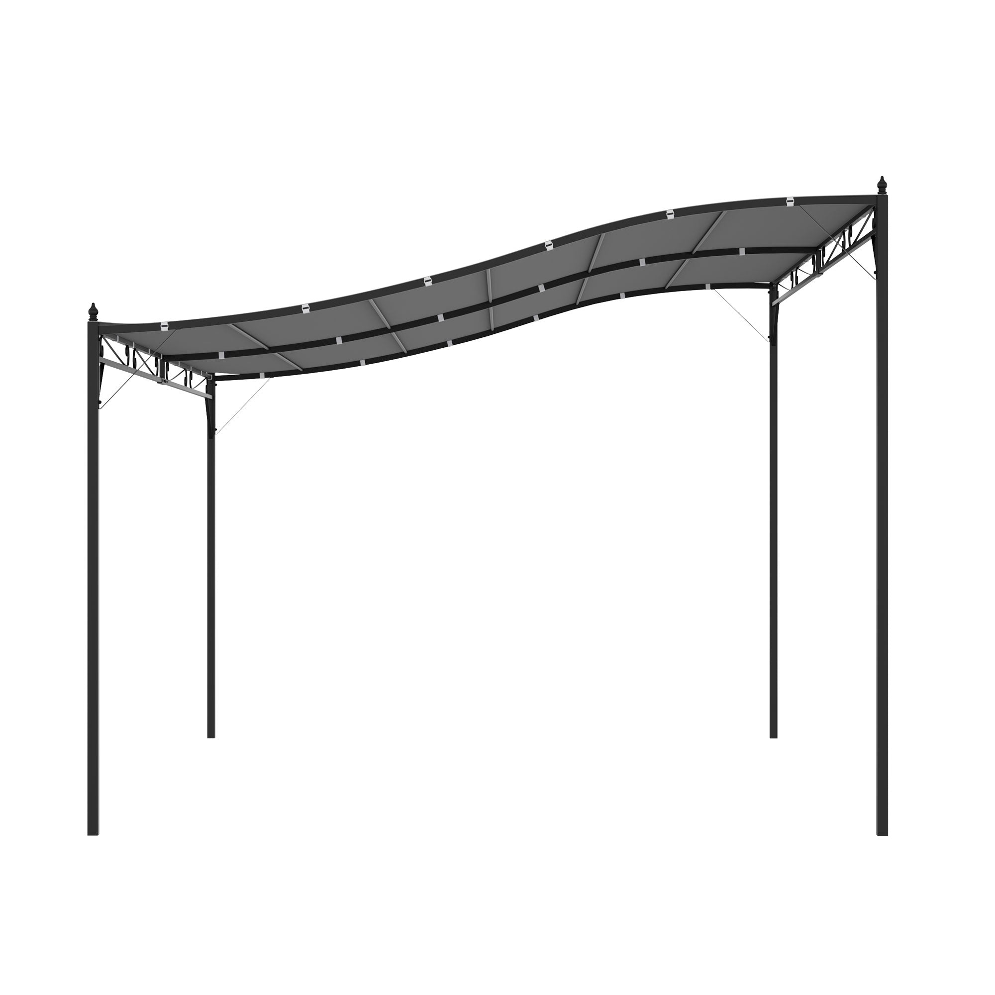10' x 13' Outdoor Pergola Gazebo, Steel Patio Canopy with Weather-Resistant Fabric and Drainage Holes, Gray