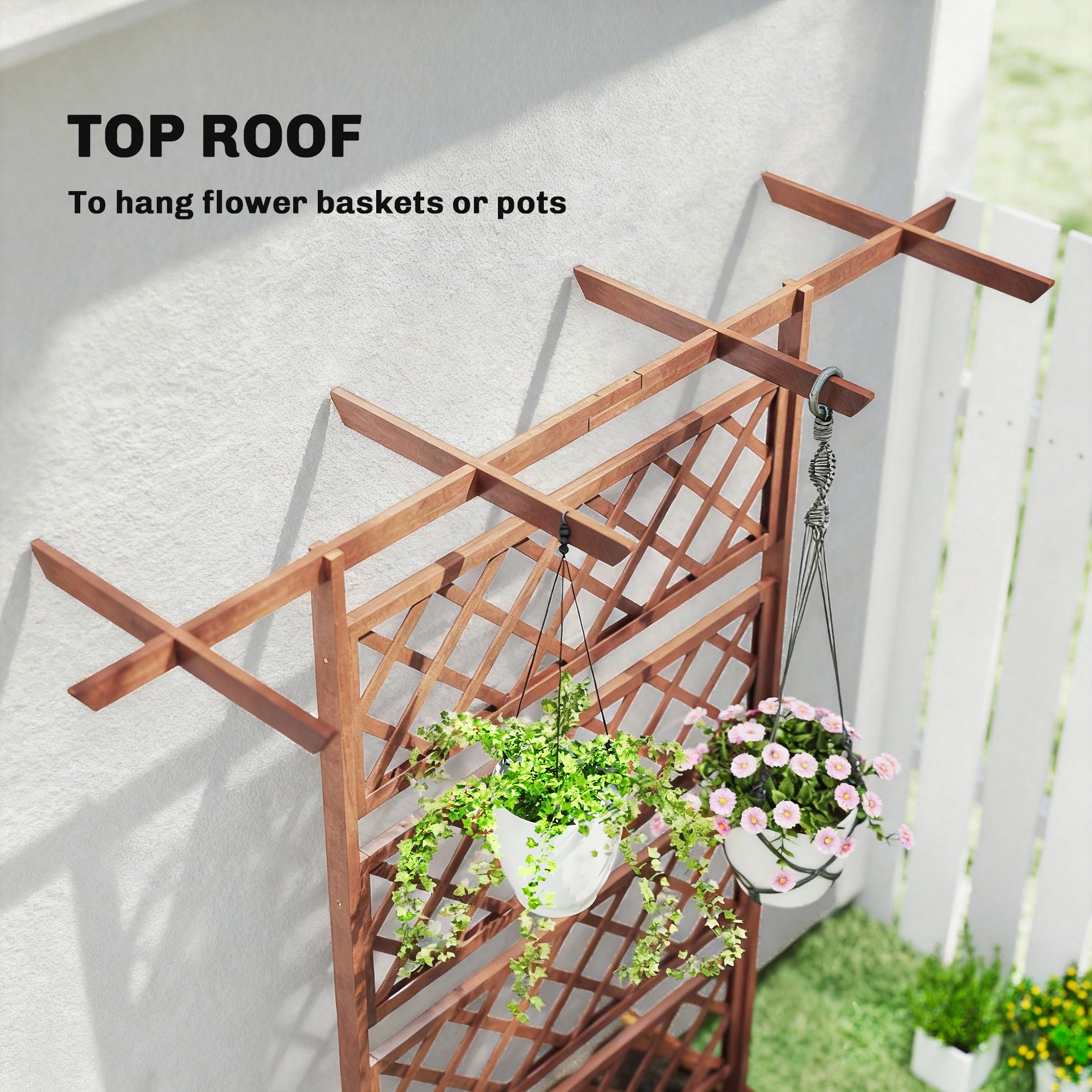 Wooden Trellis Planter Box, Raised Garden Bed to Grow Vegetables, Herbs and Flowers