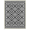Outdoor Rug Carpet Reversible Plastic Straw Rug with LED Lights Black and White 12' x 9' for Patio
