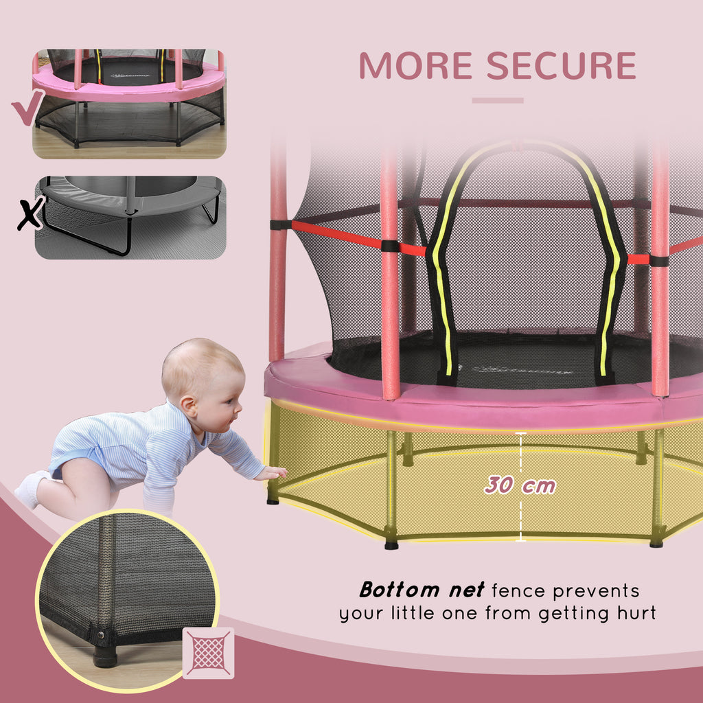 Φ5FT Kids Trampoline with Enclosure Net for Age 3 to 6 Years Pink