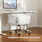 High Back Office Chair, Reclining Desk Chair with Footrest, High Resilience Foam, Rolling Wheels, Cream White