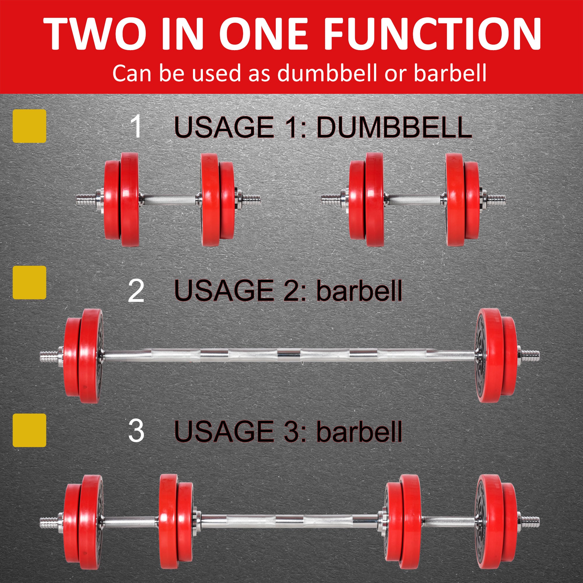 Adjustable Dumbbell Set, 44lbs Convertible to Barbell Weight Set for Home Gym Women and Men Weight Lifting Training