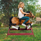 Durable Kids Plush Spring Rocking Horse, Ride On Rocking Horse with Realistic Sounds, Brown