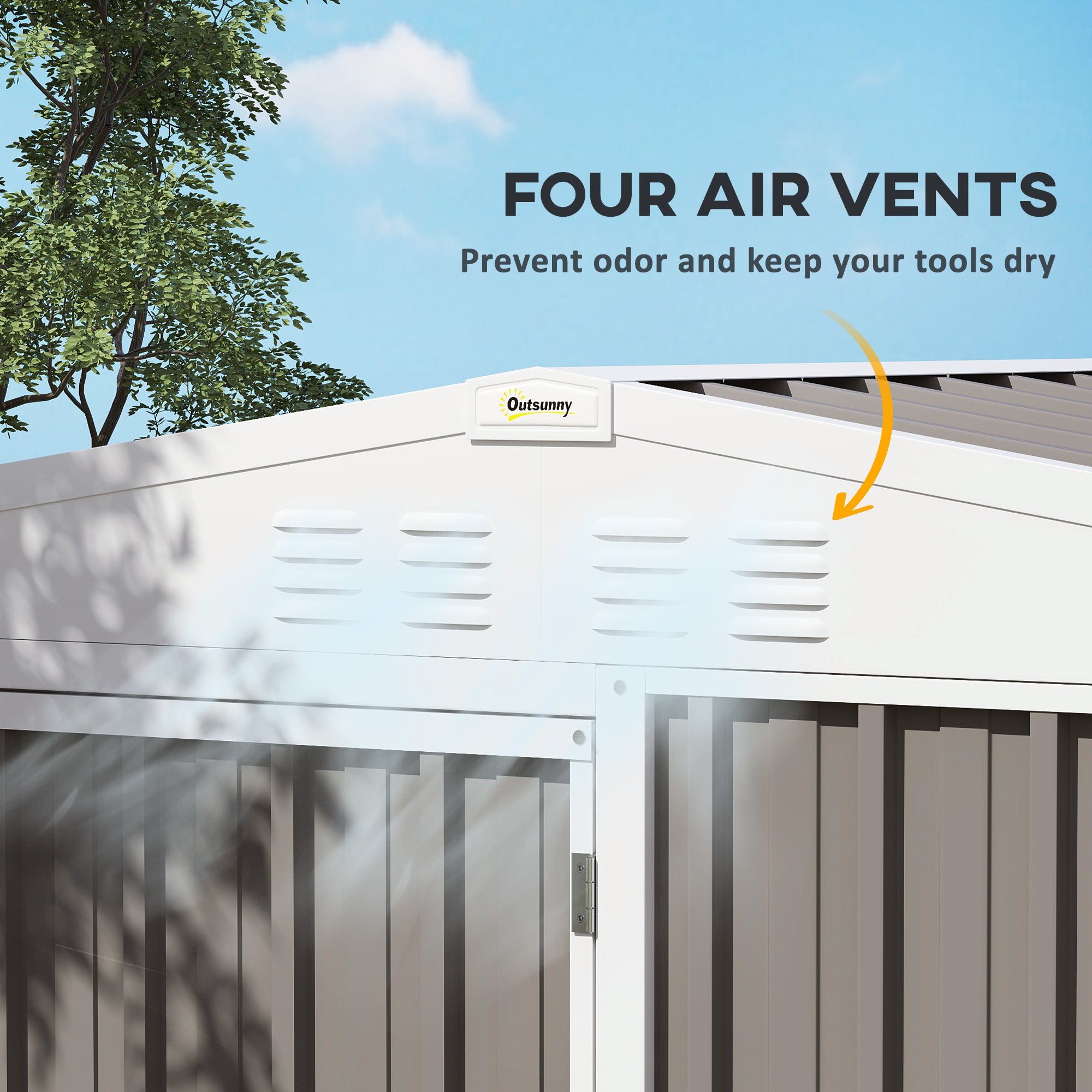 8 x 4ft Outdoor Garden Shed, Metal Shed with Air Vents and Lock for Backyard, Garden, Patio, Warm Gray