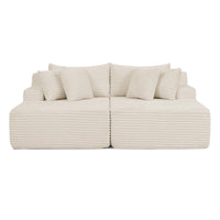 2-Seater Compressed Foam Lounge Sofa with Velvet Fabric and No Wood Frame, Loveseat Ideal for Bedroom, 83" L x 63" W x 25" H, Beige