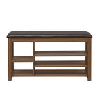Height-Adjustable Long Shoe Bench with Lift-Up Concealed Storage, Durable Stool with Ventilated Compartments, 39.5" L x 12" W x 22" H, Brown